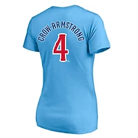 Profil femme Pete Crow-Armstrong T-shirt col V bleu clair Chicago Cubs grande taille avec nom et numéro