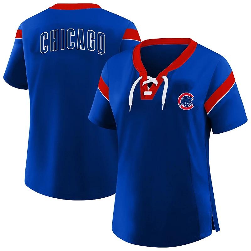 Women's Profile Royal Chicago Cubs Plus Lace-Up T-Shirt