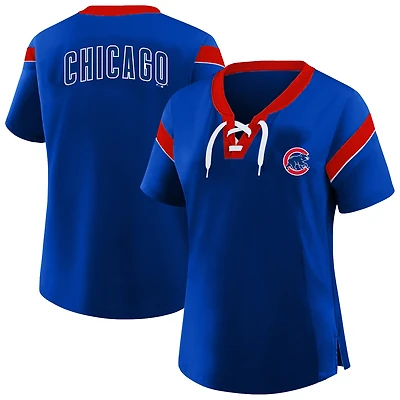 Women's Profile Royal Chicago Cubs Plus Lace-Up T-Shirt