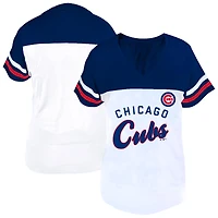 Profil femme - T-shirt à col en V deux rayures blanches et bleues royales des Chicago Cubs, grande taille