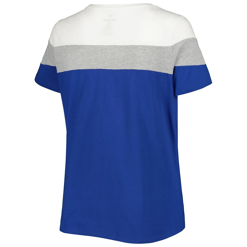 Women's Royal/Heather Gray Chicago Cubs Plus Colorblock T-Shirt