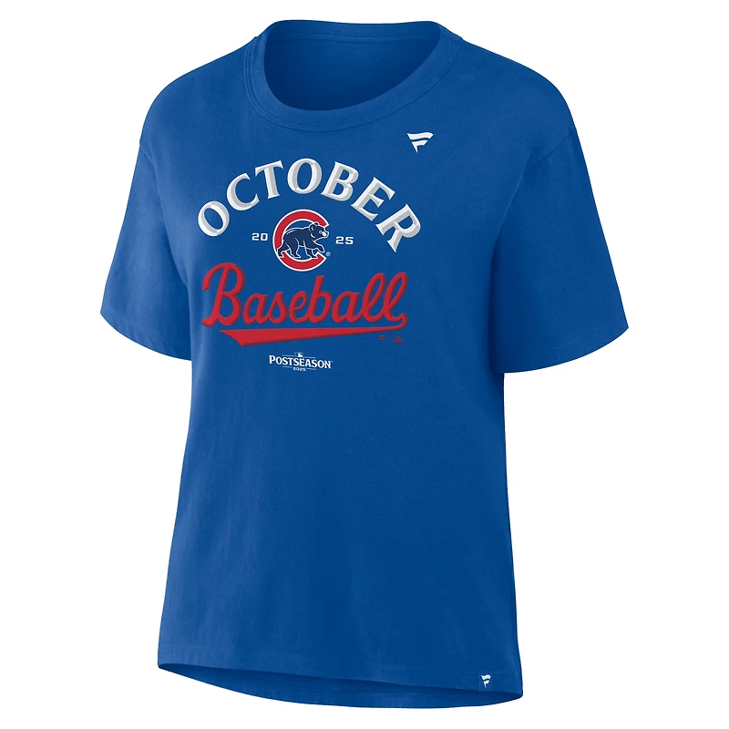 Women's  Royal Chicago Cubs 2025 MLB Postseason Locker Room T-Shirt