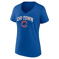 T-shirt col V à imprimé Royal Chicago Cubs pour femme