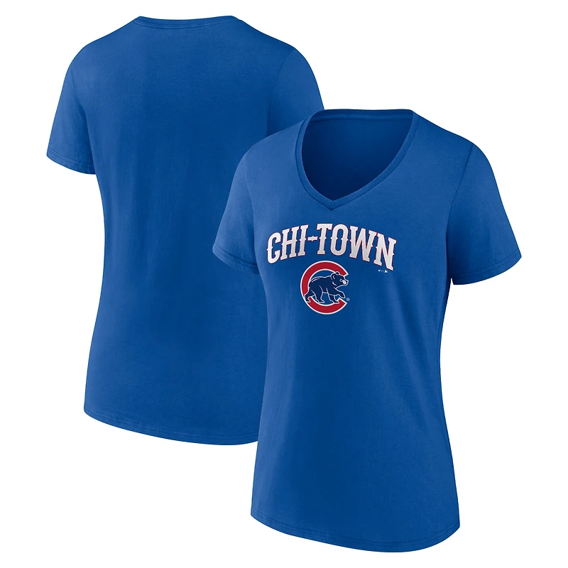 Women's Royal Chicago Cubs Hometown Graphic V-Neck T-Shirt