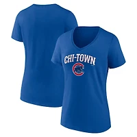 Women's  Royal Chicago Cubs Hometown Graphic V-Neck T-Shirt