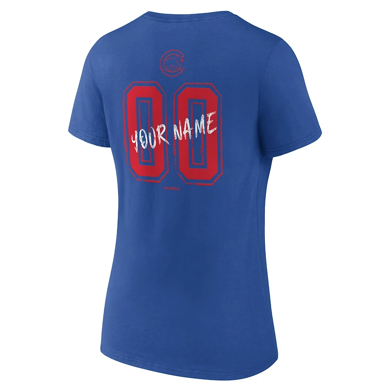Women's Royal Chicago Cubs Hustle Personalized Name & Number V-Neck T-Shirt