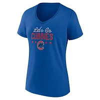 Women's  Royal Chicago Cubs Let's Go Cubbies V-Neck T-Shirt