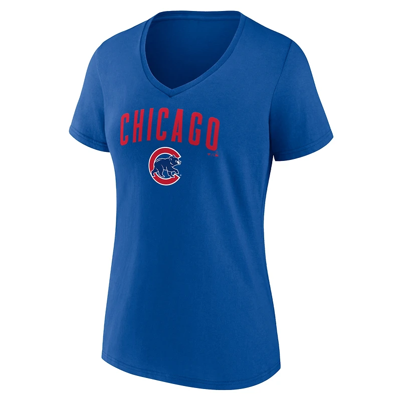 Women's Royal Chicago Cubs Team Lockup V-Neck T-Shirt