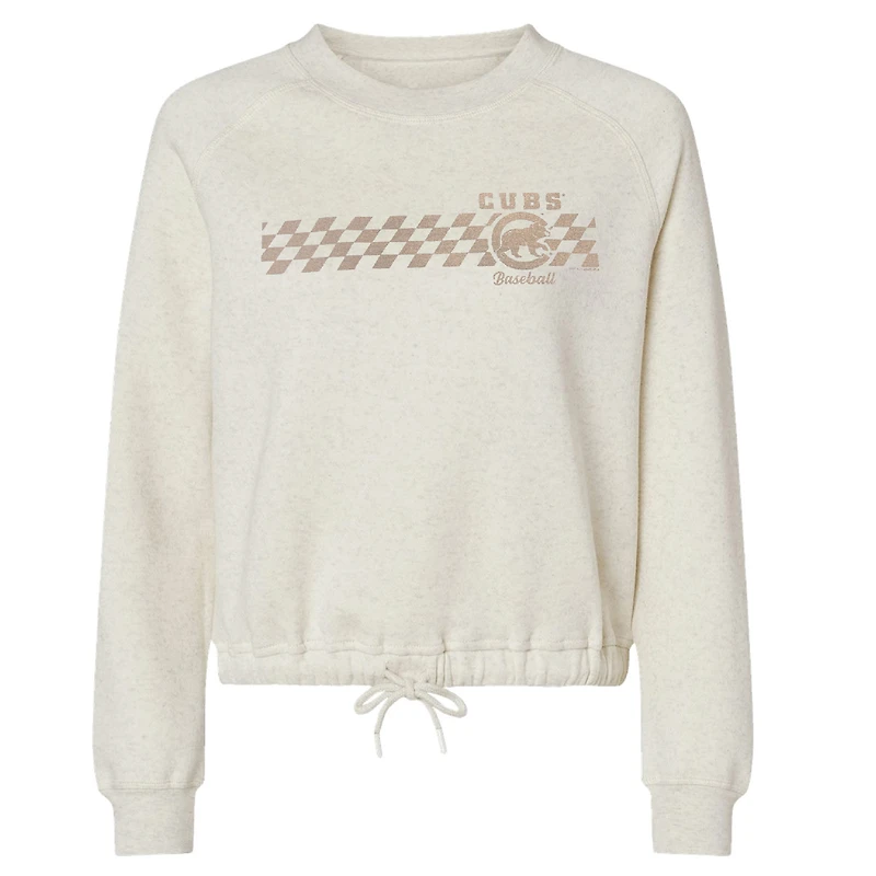 Sweat-shirt à carreaux ton sur pour femme, doux comme un raisin, Chicago Cubs