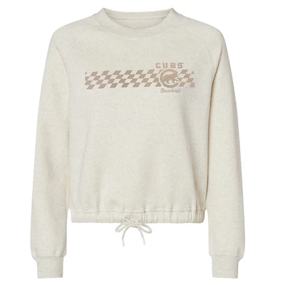 Sweat-shirt à carreaux ton sur pour femme, doux comme un raisin, Chicago Cubs