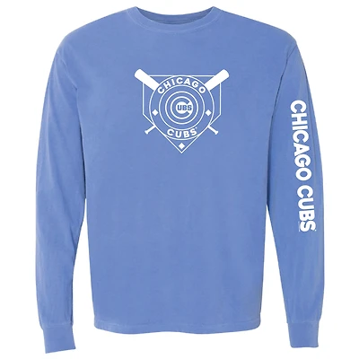 T-shirt à manches longues teinté pigmenté Royal Chicago Cubs pour femme, doux comme un raisin