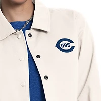 Women's Starter  Cream Chicago Cubs Cooperstown First Down Full-Snap Coaches Jacket