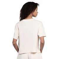 T-shirt court et carré pour femme, couleur crème, motif pastel des Chicago Cubs