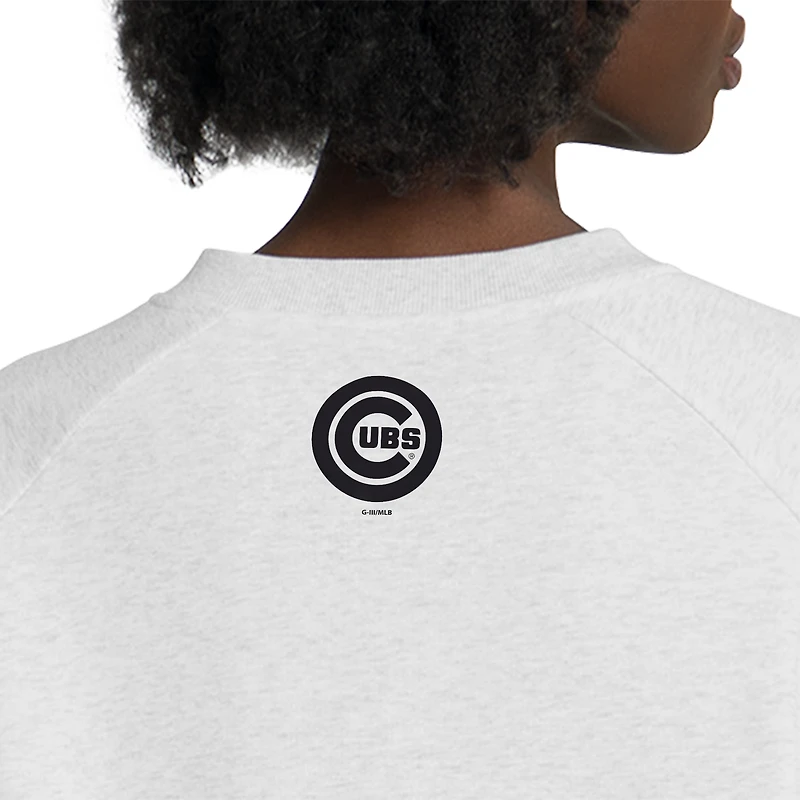 Sweat-shirt court à col en V Starter gris pour femme, Chicago Cubs Show Up Fashion