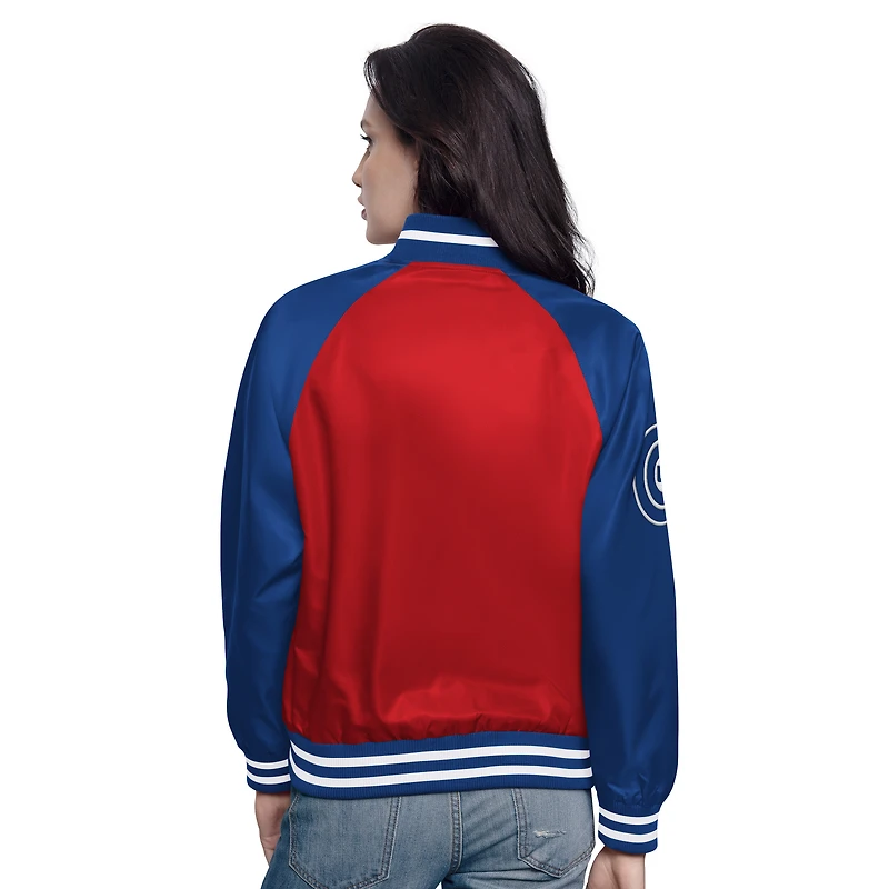 Women's Starter Red/Royal Chicago Cubs Home Run Full-Snap Varsity Jacket