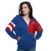 Sweat à capuche zippé intégral pour femme Chicago Cubs Curve Ball Starter Royal/Red