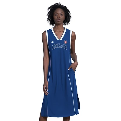 Women's Starter  Royal Chicago Cubs Line Up Sneaker Sleeveless Maxi Dress
