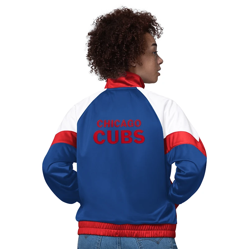 Women's Starter  White/Red Chicago Cubs Teamwork Raglan Full-Zip Track Jacket