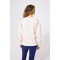 Sweat-shirt à enfiler motif de baseball pour femme Terez Cream Chicago Cubs