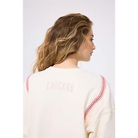 Sweat-shirt à enfiler motif de baseball pour femme Terez Cream Chicago Cubs