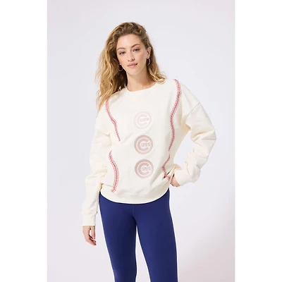 Sweat-shirt à enfiler motif de baseball pour femme Terez Cream Chicago Cubs