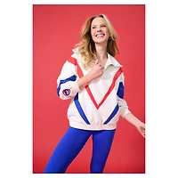 Women's Terez  Cream Chicago Cubs Ripstop Chevron Quarter-Zip Pullover