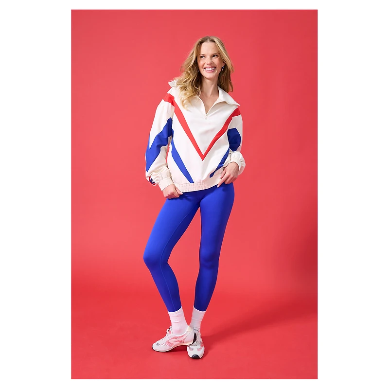 Women's Terez  Cream Chicago Cubs Ripstop Chevron Quarter-Zip Pullover