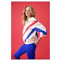 Women's Terez  Cream Chicago Cubs Ripstop Chevron Quarter-Zip Pullover