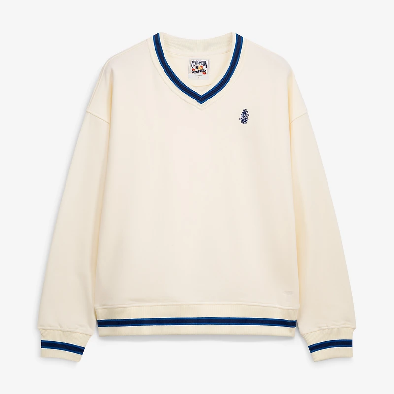 Sweat-shirt à col en V Terez Cream Chicago Cubs pour femme