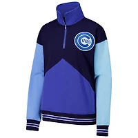 Sweat-shirt classique à quart de zip color block Terez pour femmes, bleu marine/bleu, Chicago Cubs