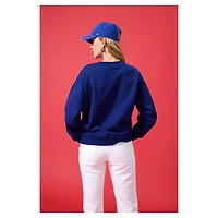 Sweat-shirt surdimensionné bleu marine à logo en pierres précieuses des Chicago Cubs pour femme Terez