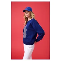 Sweat-shirt surdimensionné bleu marine à logo en pierres précieuses des Chicago Cubs pour femme Terez