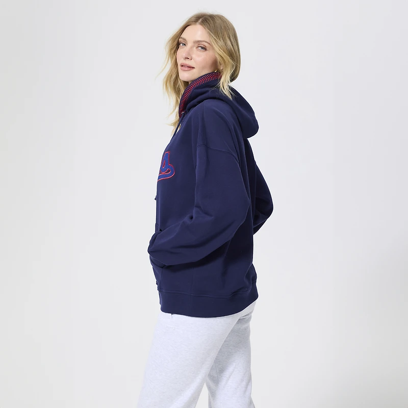 Sweat à capuche Terez pour femme, bleu marine, motif baseball Chicago Cubs.