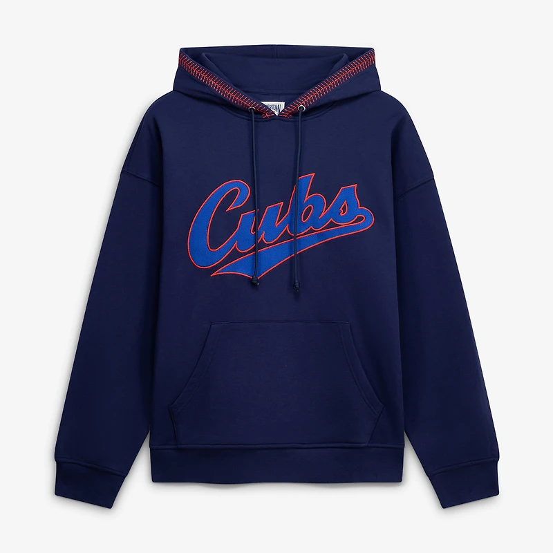 Women's Terez Navy Chicago Cubs Swizzle Baseball Stitch Hoodie