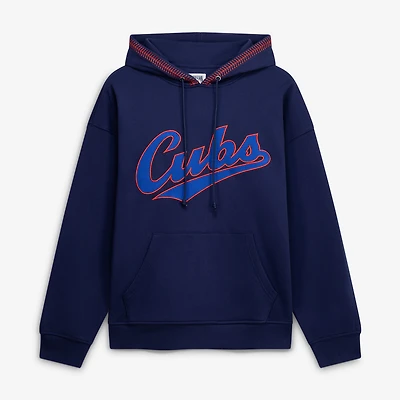 Women's Terez  Navy Chicago Cubs Swizzle Baseball Stitch Hoodie