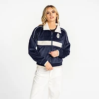 Women's The Wild Collective  Navy Chicago Cubs Velvet Corduroy Full-Zip Jacket