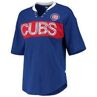 T-shirt à col cranté Chicago Cubs Lead Off pour femmes, bleu royal/rouge