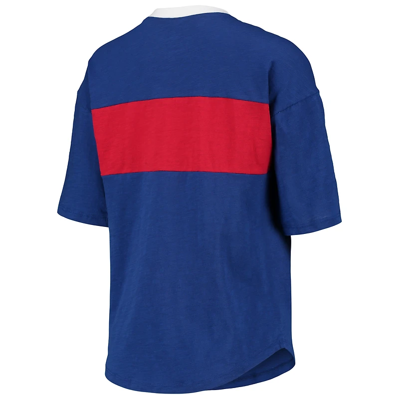Women's Touch Royal/Red Chicago Cubs Lead Off Notch Neck T-Shirt