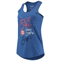 Women's Touch Royal Chicago Cubs Americana Tri-Blend Racerback Tank Top
