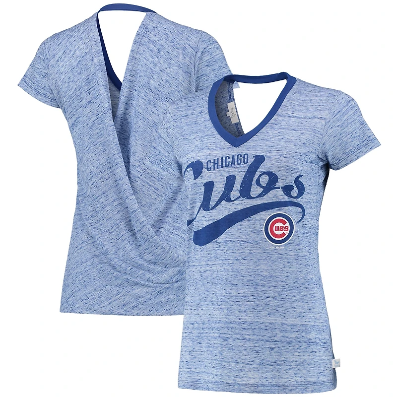 Women's Touch Royal Chicago Cubs Hail Mary V-Neck Back Wrap T-Shirt