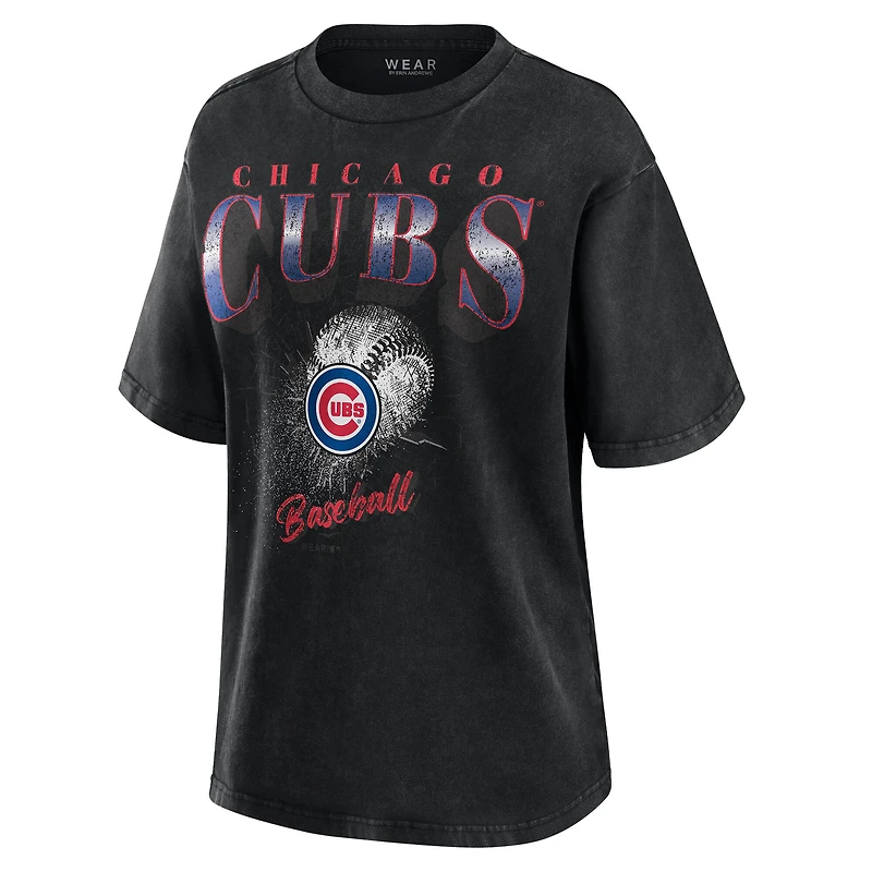 Women's WEAR by Erin Andrews Charcoal Chicago Cubs Oversized Boyfriend T-Shirt