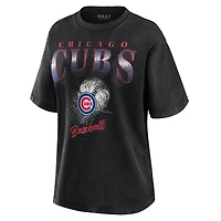 Women's WEAR by Erin Andrews  Charcoal Chicago Cubs Oversized Boyfriend T-Shirt