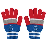 Ensemble WEAR by Erin Andrews pour femmes, gants et écharpe à rayures des Chicago Cubs