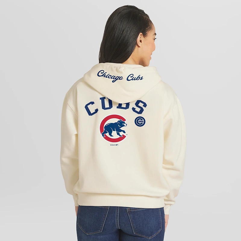Sweat à capuche zippé crème Chicago Cubs de la marque WEAR by Erin Andrews pour femmes