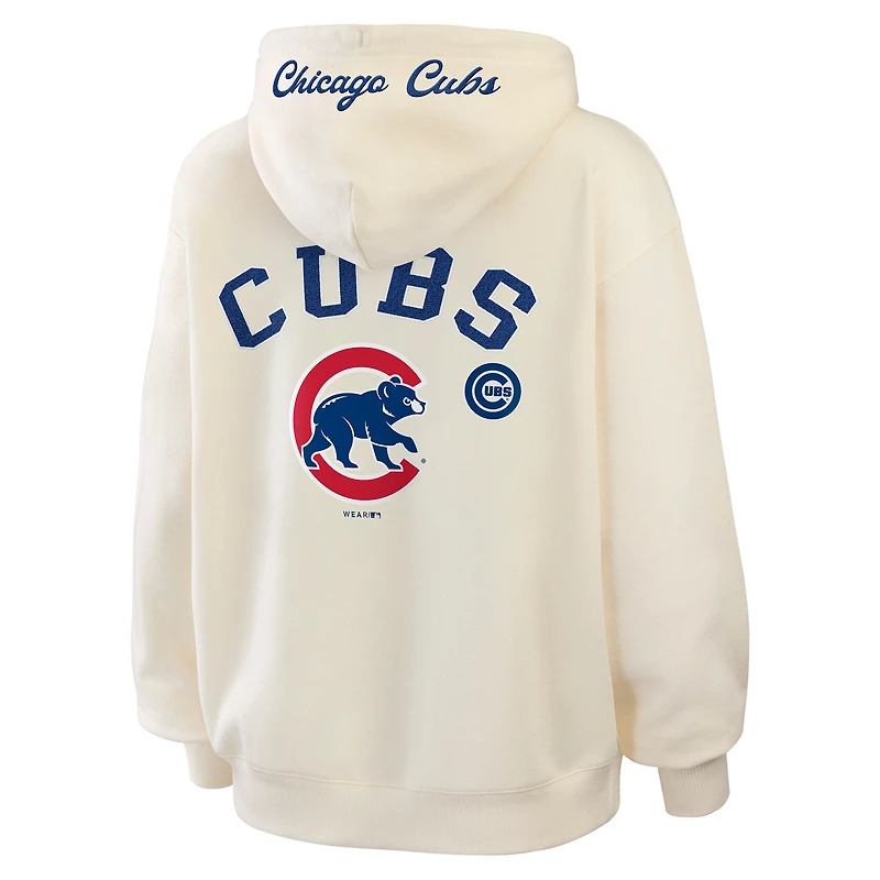 Sweat à capuche zippé crème Chicago Cubs de la marque WEAR by Erin Andrews pour femmes