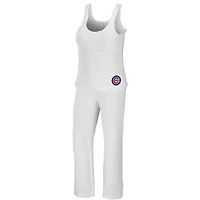 Women's WEAR by Erin Andrews Crème Chicago Cubs Plus Cosy Scoop Neck Tank Top & Pants Set
