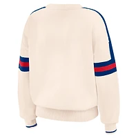 Women's WEAR by Erin Andrews  Cream Chicago Cubs Stripe Pullover Sweater