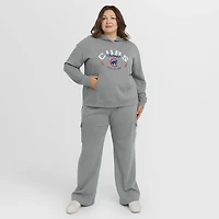 Women's WEAR by Erin Andrews Gray Chicago Cubs Plus Waffle-Knit Long-Sleeve Hoodie & Lounge Pant Set