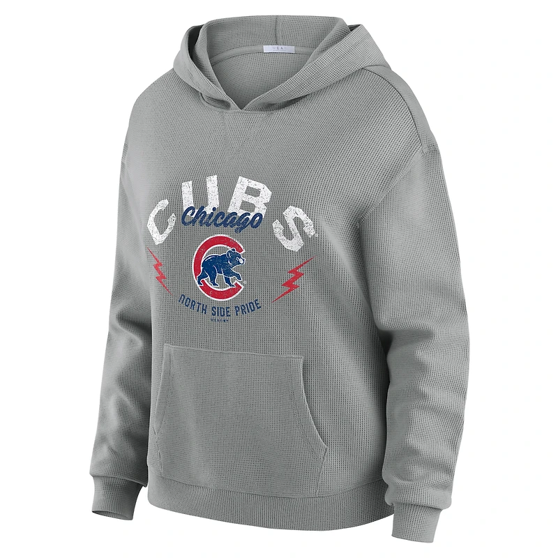 Ensemble sweat à capuche et pantalon de détente grande taille en tricot gaufré gris pour femme WEAR by Erin Andrews des Chicago Cubs