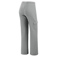 Women's WEAR by Erin Andrews Gray Chicago Cubs Plus Waffle-Knit Long-Sleeve Hoodie & Lounge Pant Set